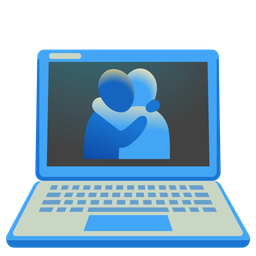 People hugging and Laptop