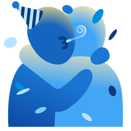 People hugging and Partying face