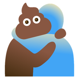 People hugging and Pile of poo