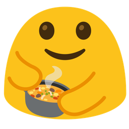 People hugging and Pot of food