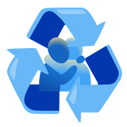 People hugging and Recycling symbol