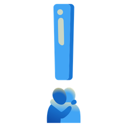 People hugging and Red exclamation mark