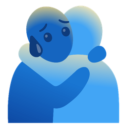 People hugging and Sad but relieved face