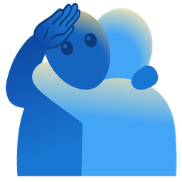 People hugging and Saluting face