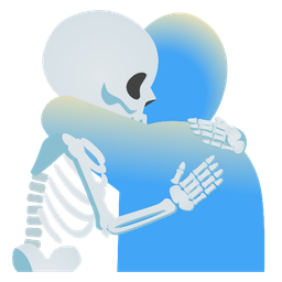 People hugging and Skull