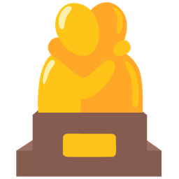 People hugging and Trophy