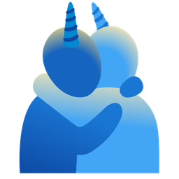 People hugging and Unicorn