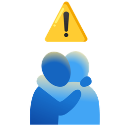 People hugging and Warning