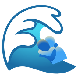 People hugging and Water wave