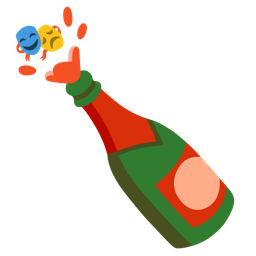 performing arts and bottle with popping cork