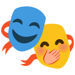 performing arts and face with hand over mouth