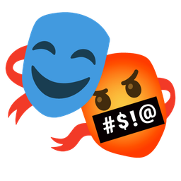 performing arts and face with symbols on mouth