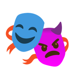 performing arts and smiling face with horns