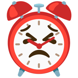 persevering face and alarm clock