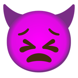 persevering face and angry face with horns