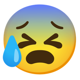 persevering face and anxious face with sweat