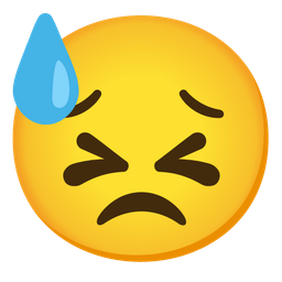 persevering face and downcast face with sweat