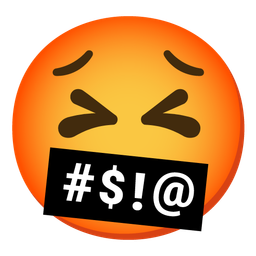 persevering face and face with symbols on mouth