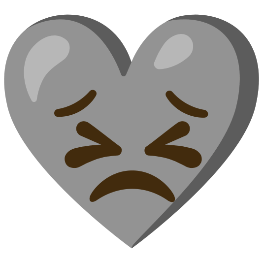 Persevering face and Grey heart