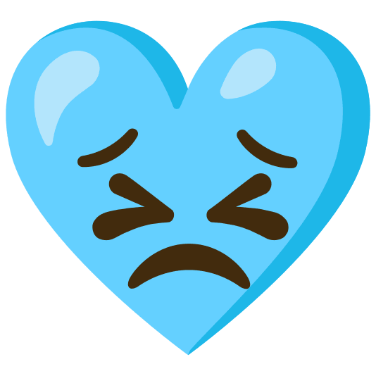 Persevering face and Light blue heart