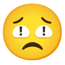 persevering face and red exclamation mark