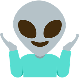 person shrugging and alien