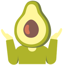 person shrugging and avocado