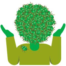 person shrugging and beetle