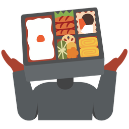 person shrugging and bento box