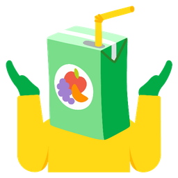 person shrugging and beverage box