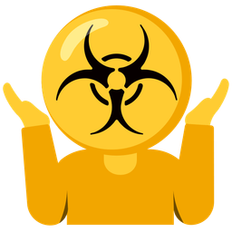 person shrugging and biohazard