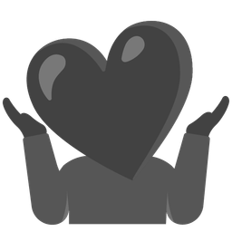 person shrugging and black heart