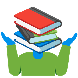 person shrugging and books