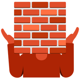 person shrugging and brick