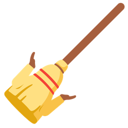 person shrugging and broom