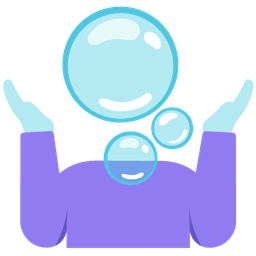 person shrugging and bubbles