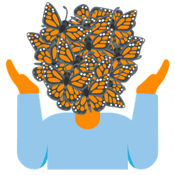 person shrugging and butterfly