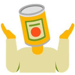 person shrugging and canned food
