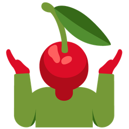 person shrugging and cherries