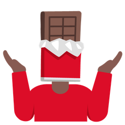 person shrugging and chocolate bar