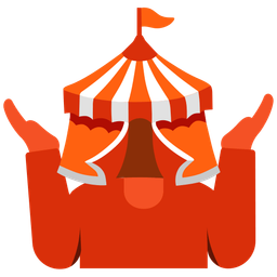 person shrugging and circus tent