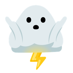 person shrugging and cloud with lightning