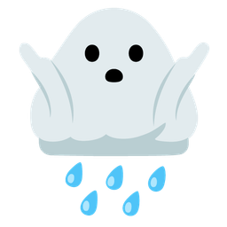 person shrugging and cloud with rain