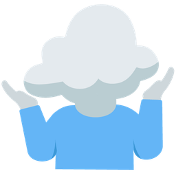 person shrugging and cloud