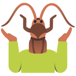 person shrugging and cockroach