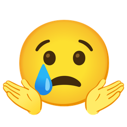 person shrugging and crying face