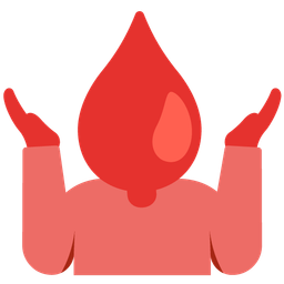 person shrugging and drop of blood