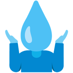 person shrugging and droplet