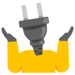 person shrugging and electric plug