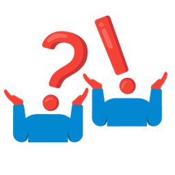 person shrugging and exclamation question mark